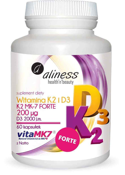 ALINESS Vitamin K2 MK-7 FORTE (+ Vitamin D3) 60 Caps