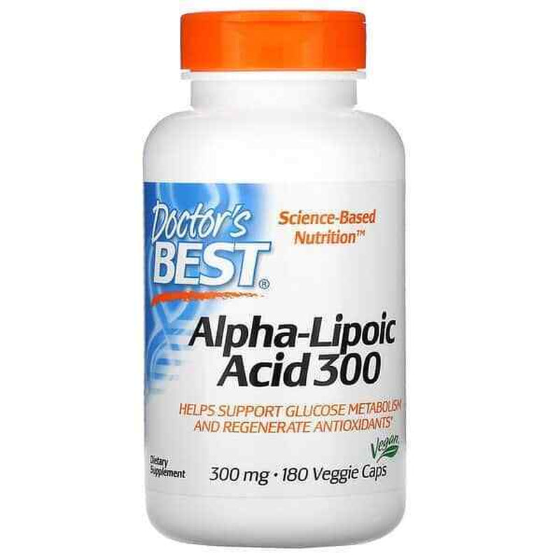 Alpha-Lipoic Acid 300Mg Doctor'S Best Glucose Metabolism 180 Vegan Capsules