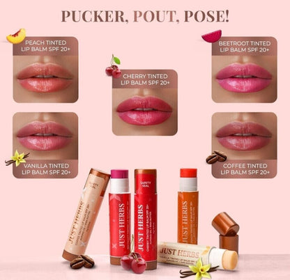 Just Herbs Tinted CHERRY Lip Balm for Unisex for Dark Lips to Lighten 4 G