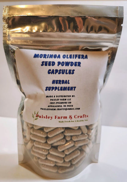 Moringa Seed Powder Capsules - Non GMO - Made Fresh on Demand!