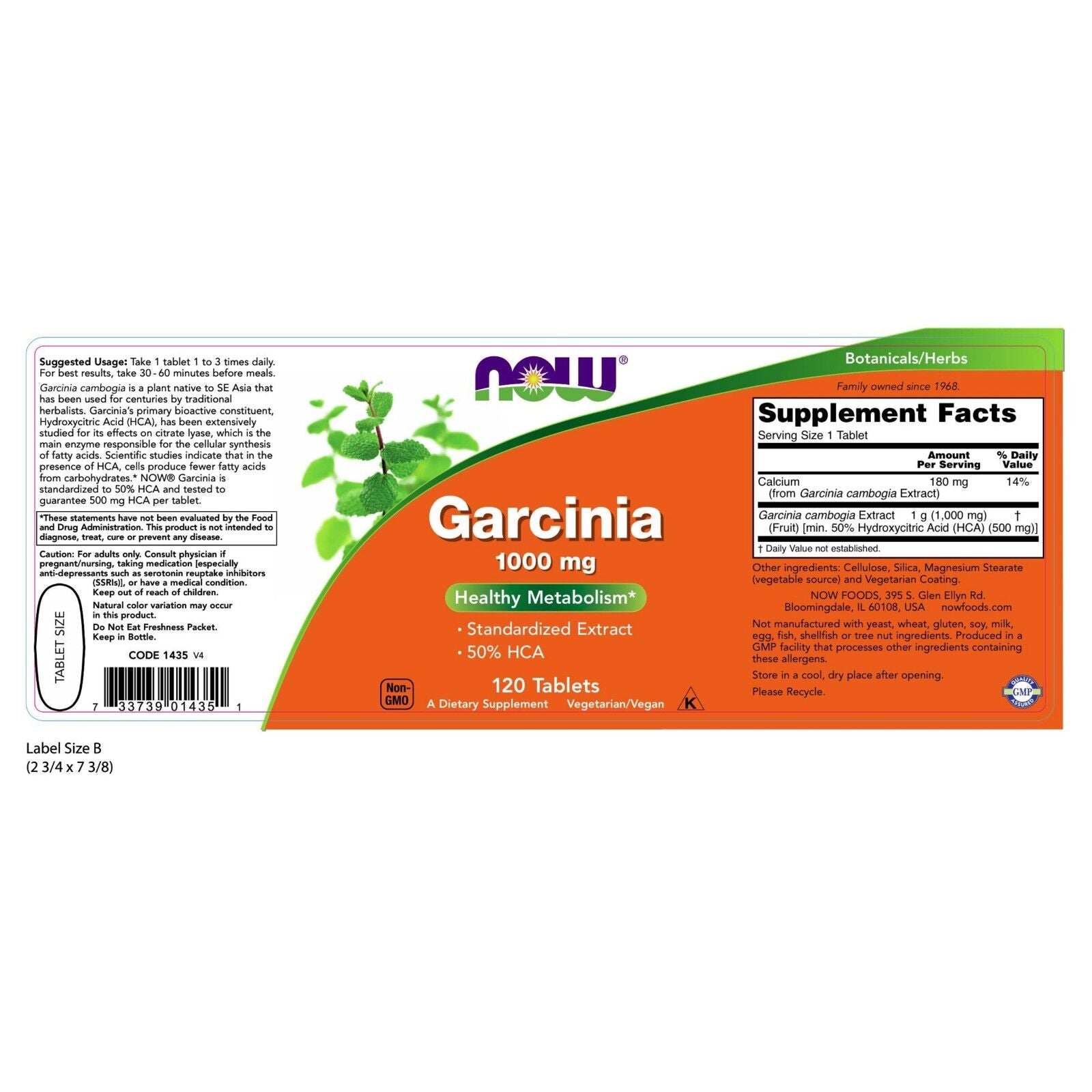 NOW Foods Garcinia, 1000 Mg, 120 Tablets