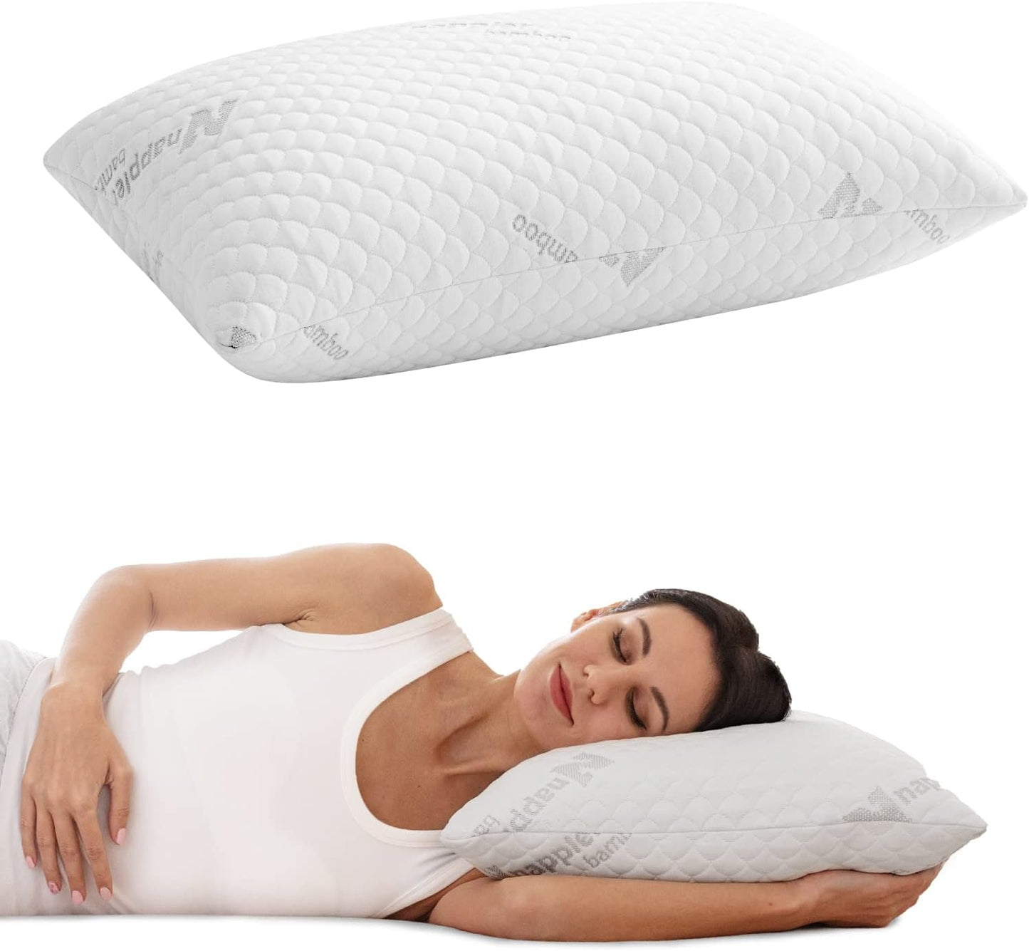 Nappler Bamboo Pillows Queen Size Premium Set of 2 - Supportive Breathable Adjus