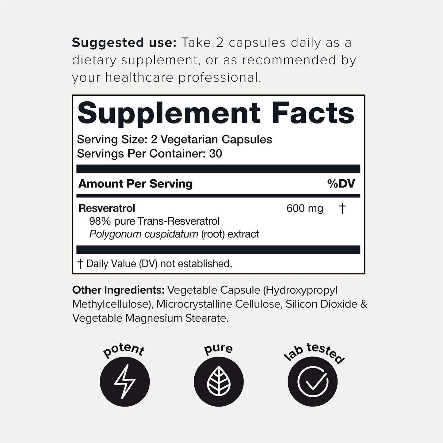 Toniiq Ultra High Purity Resveratrol Capsules - 98% Trans-Resverat