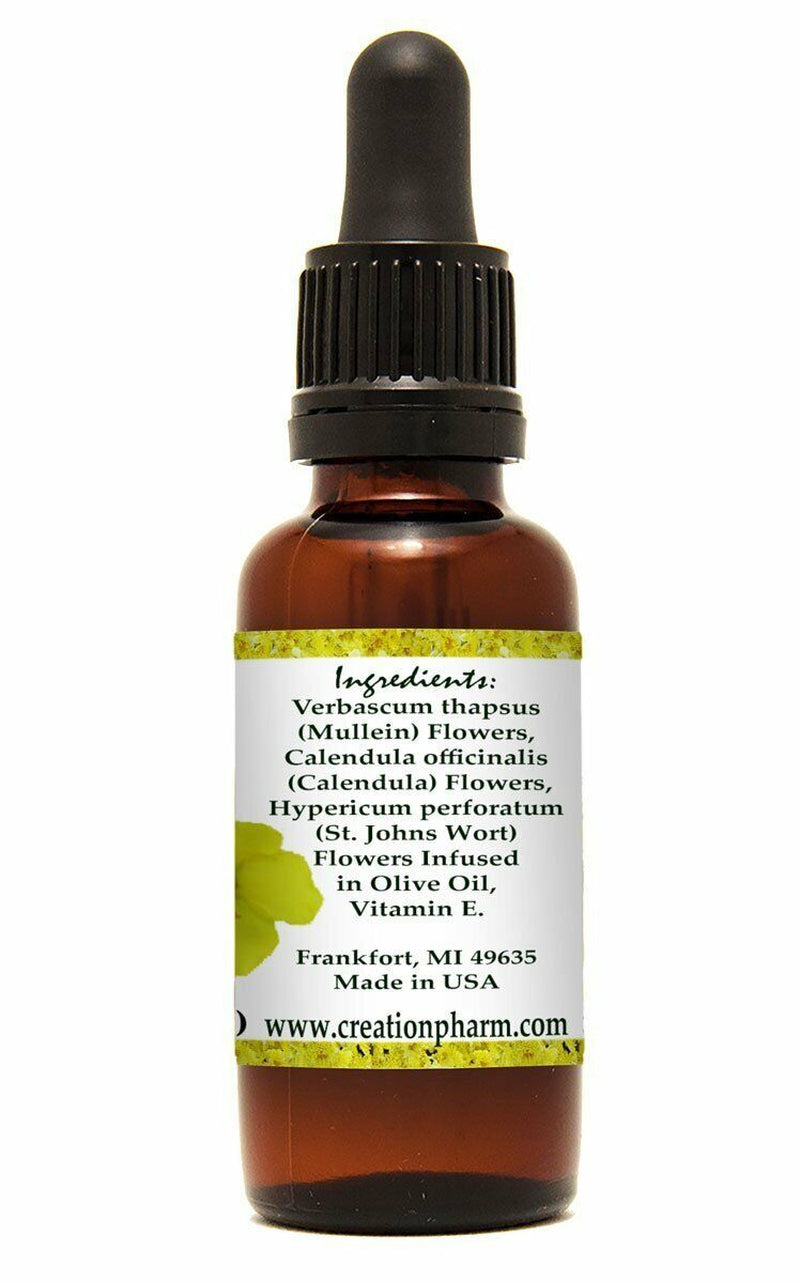 Herbal Ear Drops Oil 1 Oz - Calendula, St. Johns Wort and Mullein Aceite De Orej