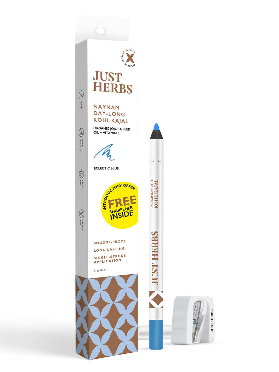 Just Herbs Organic 2 in 1 Pigmented & Waterproof Pencil Eyeliner Long Lasting