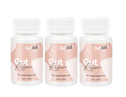 3 X Gutaid Gut Relieve 180 Capsules Gut Aid Enzymes Rescue Genuine N-Zymes