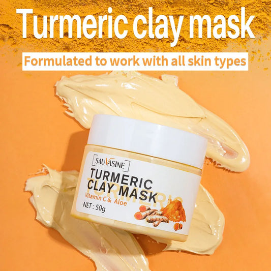 Turmeric Mud Mask Facial Purification Deep Cleansing Brightening 