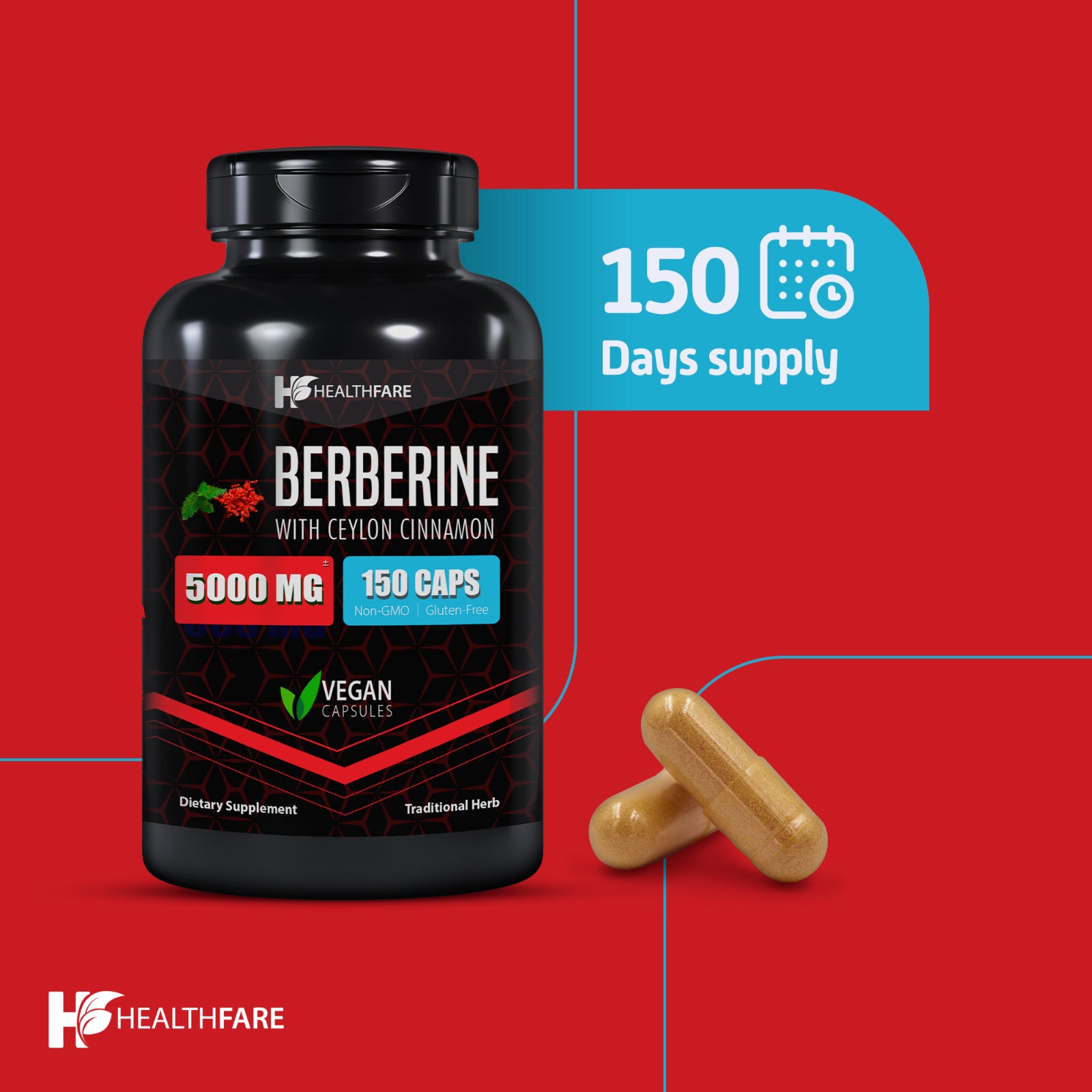 Berberine with Ceylon Cinnamon 5000Mg 150 Caps Heart Health & Immune