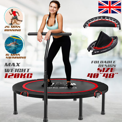 Mini Trampoline Fitness Jumper Rebounder Exercise Gym Bouncer with Handle 40/48"