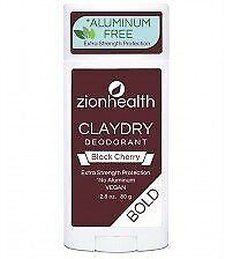 Zion Health Clay Dry Bold Black Cherry Vegan Deodorant 2.5 Oz Stick