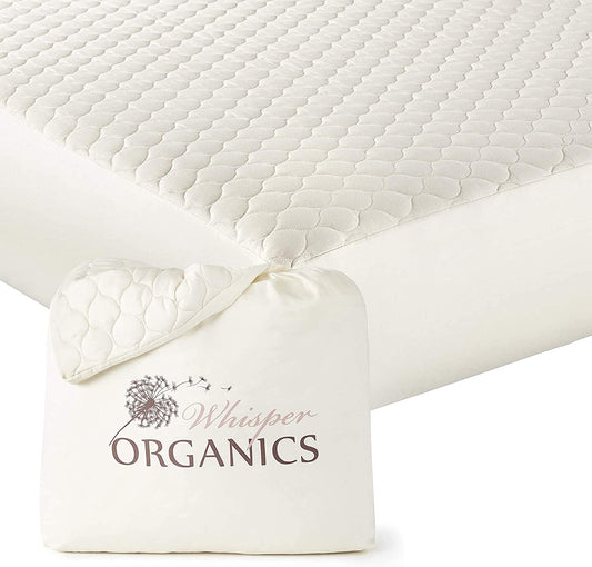 , 100% Organic Cotton Mattress Protector - Breathable Cooling Quilted Fitted Mattress Pad Cover, Fair Trade, GOTS Certified - Ivory Color, 17" Deep Pocket (King Bed Size)