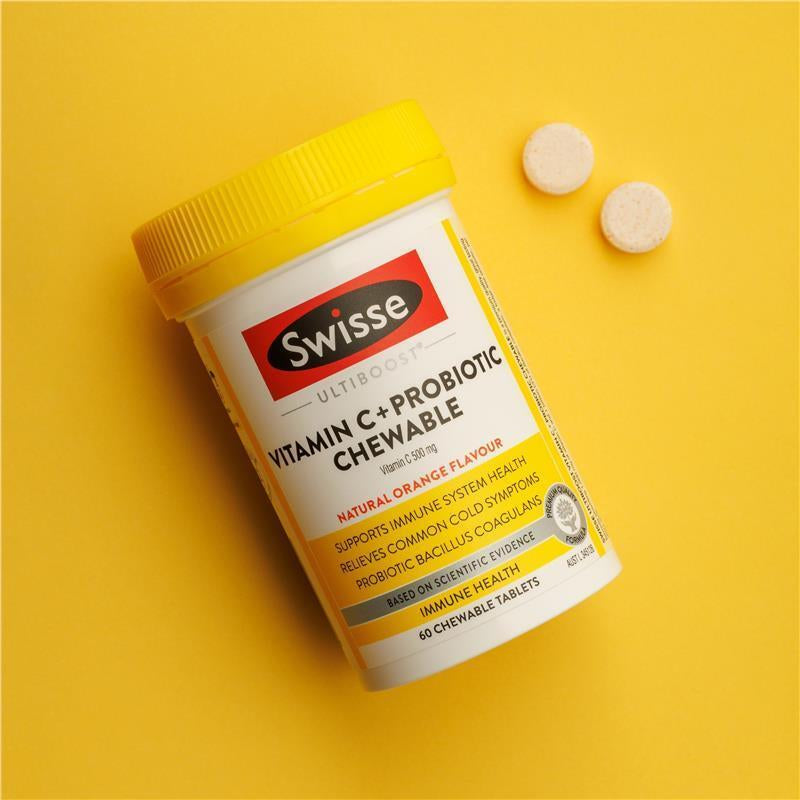 Swisse Vitamin C + Probiotic Chewable 60 Chewable Tablets