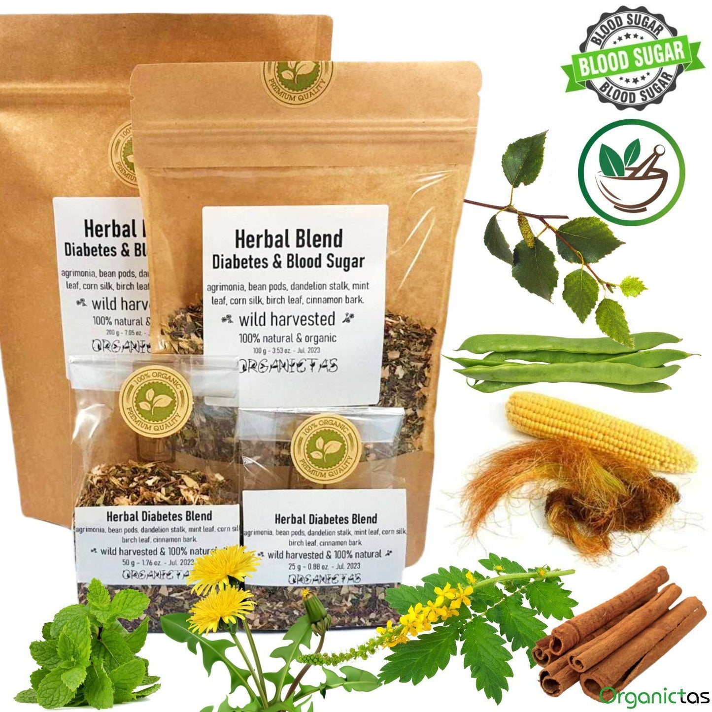 Herbal Diabetic Tea Natural Blood Sugar, Glucose, Cholestorol, Lower & Control