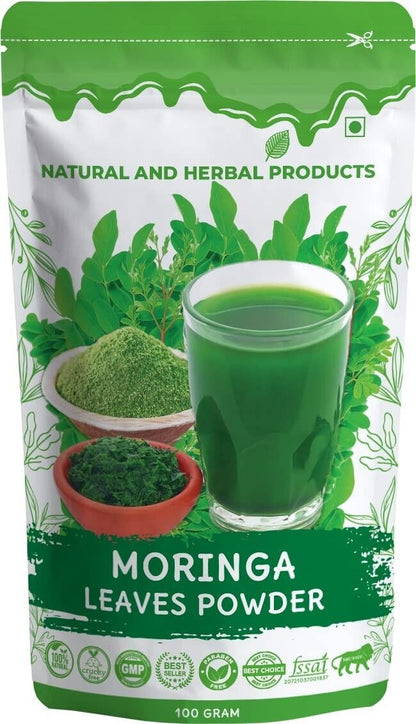 Organic & Natural Moringa Leaves Powder for Herbal Hair Growth Weight Loss