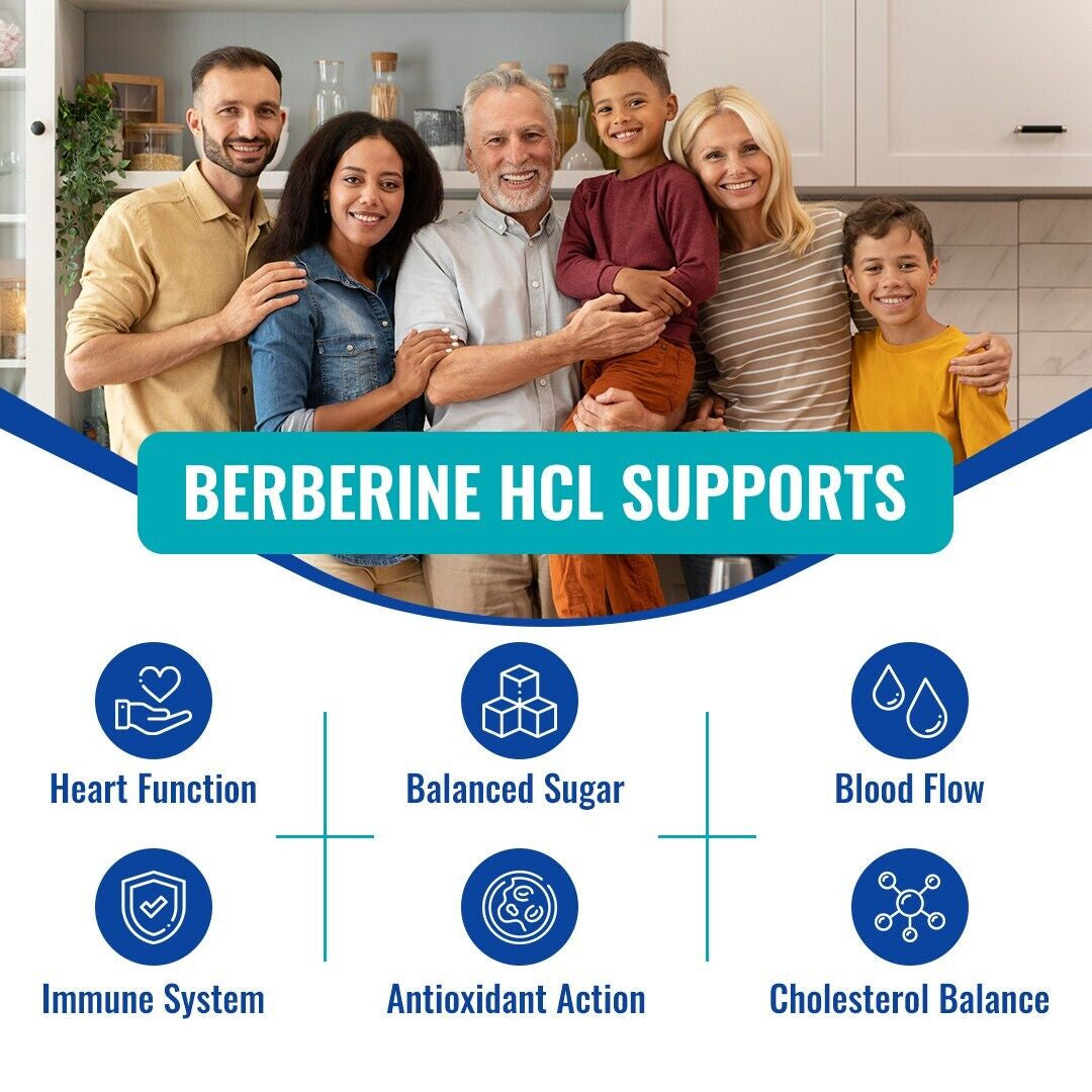 Berberine Hcl - Supports Healthy Blood Sugar Cholesterol & Immune | 60 Capsules