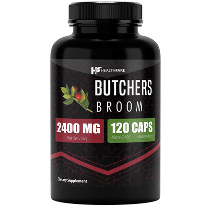 Butchers Broom Capsules | 2400Mg | 120 Count | Supports Blood