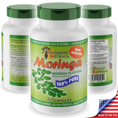 Sunshine Naturals Moringa Leaf 60 Capsules Made in the USA Antioxidant