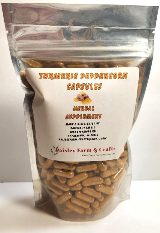 Ground Turmeric Root Powder W/Ground Peppercorn Capsules - MADE FRESH on DEMAND!