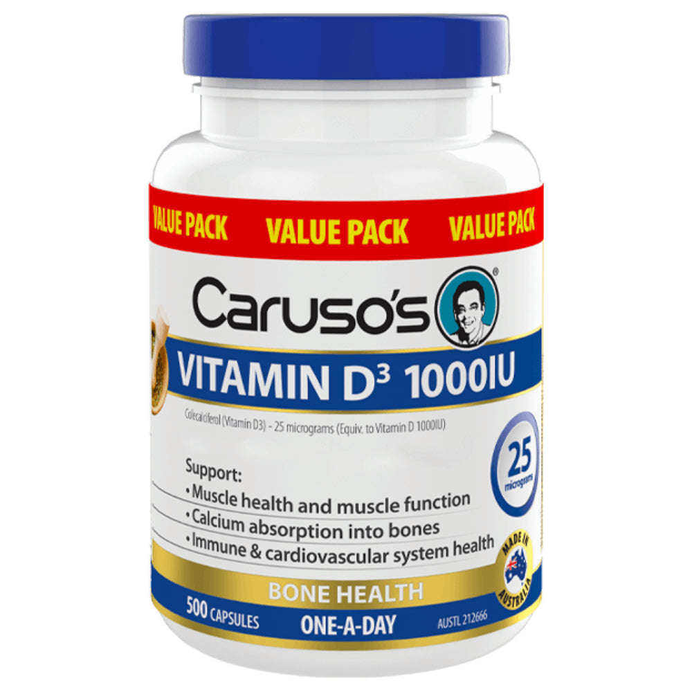 Caruso'S Vitamin D3 1000IU 500 Capsules Value Pack Colecalciferol 25 M ...