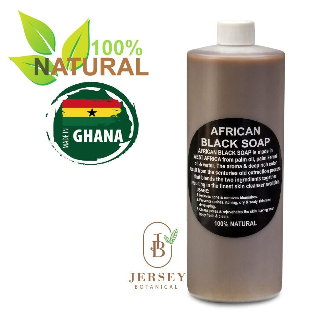 Liquid African Black Soap 100% Pure Natural Raw Organic Face Body Bath Acne Wash