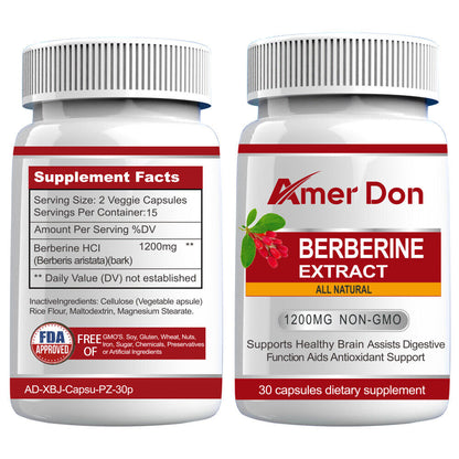 Berberine Supplement 1200Mg - Heart Health Support High Absorption - 30 Servings