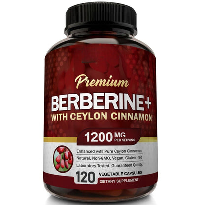 Premium Berberine HCL Pills 1200Mg plus Organic Ceylon Cinnamon - 120 Capsules