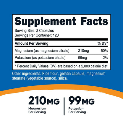 Potassium (99 Mg) Magnesium (210 Mg) Citrates, 240 Capsules