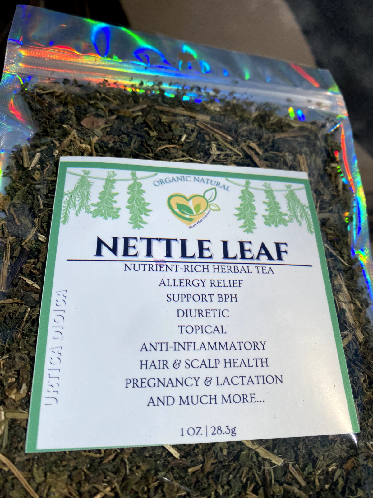 Stinging Nettle Leaf Herb Cut & Sifted Certified  Natural Organic 28.3G