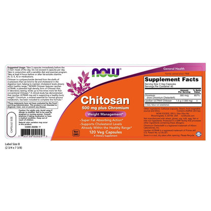 Chitosan 500 Mg Más Cromo, 120 Cápsulas Vegetales