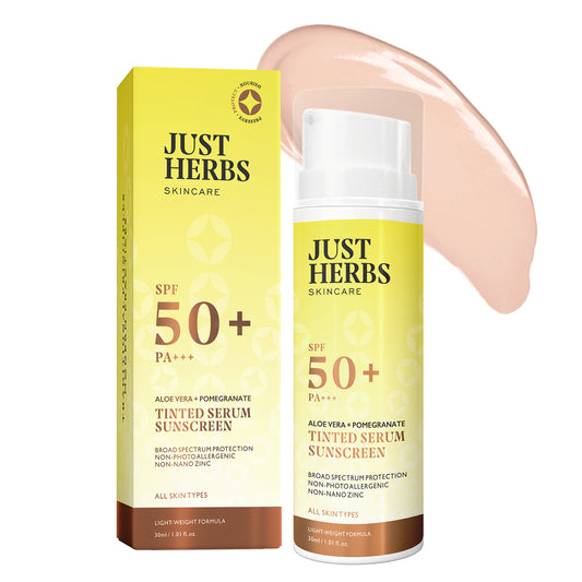 Just Herbs Tinted Sunscreen Serum with SPF 50+ PA++++ UVA/UVB 1.01 Fl. Oz.