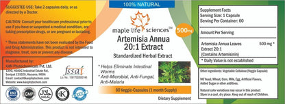 Artemisia Annua 20:1 Extract Capsules Artemisinin for Intestinal Worms