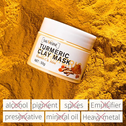 Turmeric Mud Mask Facial Purification Deep Cleansing Brightening 