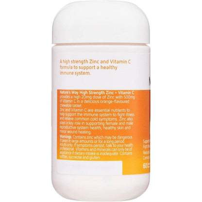 Nature'S Way High Strength Zinc + Vitamin C Chewable 60 Tablets