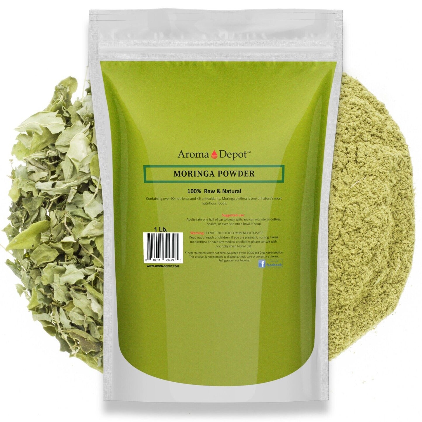 Moringa Powder Oleifera Leaf 100% Pure Natural Superfood 24 Oz. JAR 1.5Lb