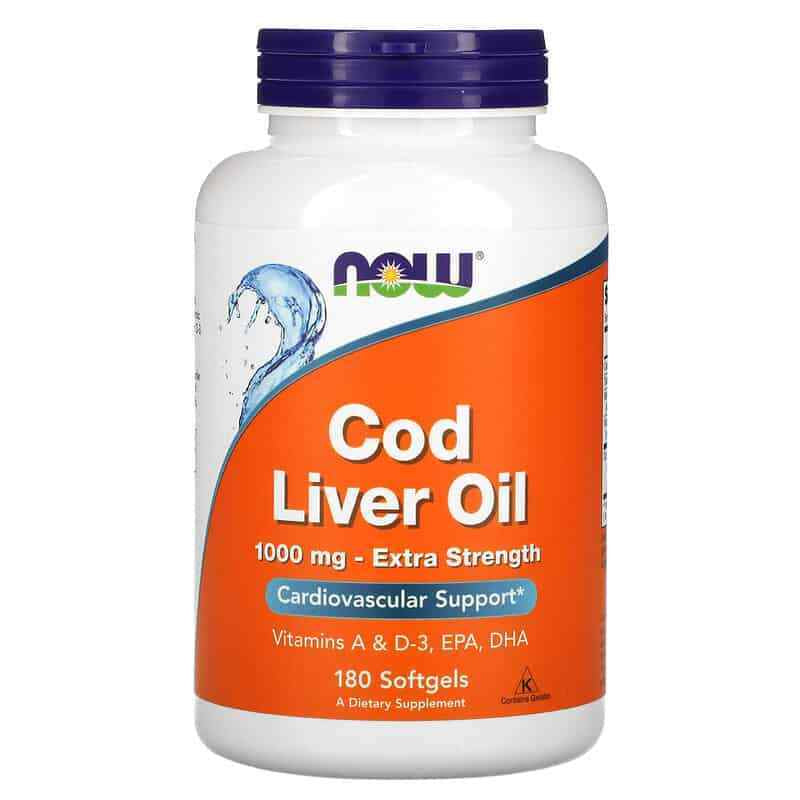 Cod Liver Oil 1000Mg (EPA DHA, Vitamin A, D3) 180 Softgels