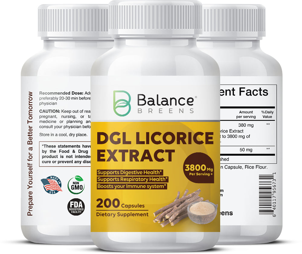 DGL Licorice Supplement - Healthy Digestion/Gut - 200 Capsules