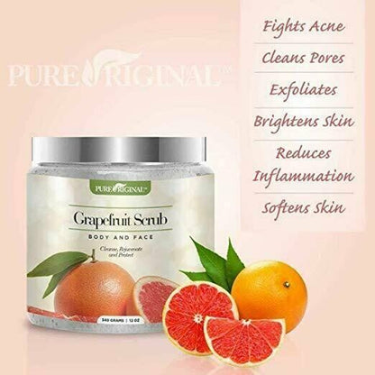 Grapefruit Scrub for Face & Body--Deep Cleansing Exfoliate Acne by Pure Original