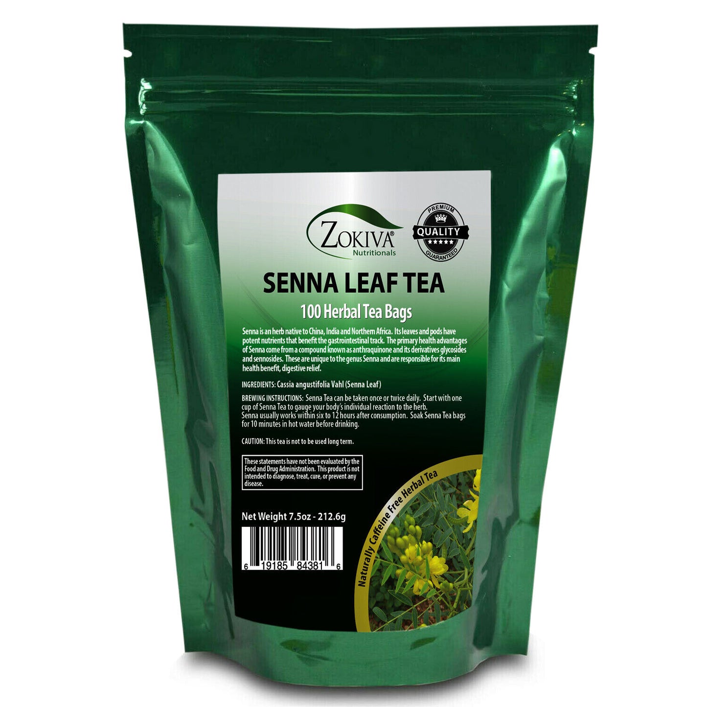 Senna Tea Bags (100) All-Natural Leaf Herbal Laxative/Clean