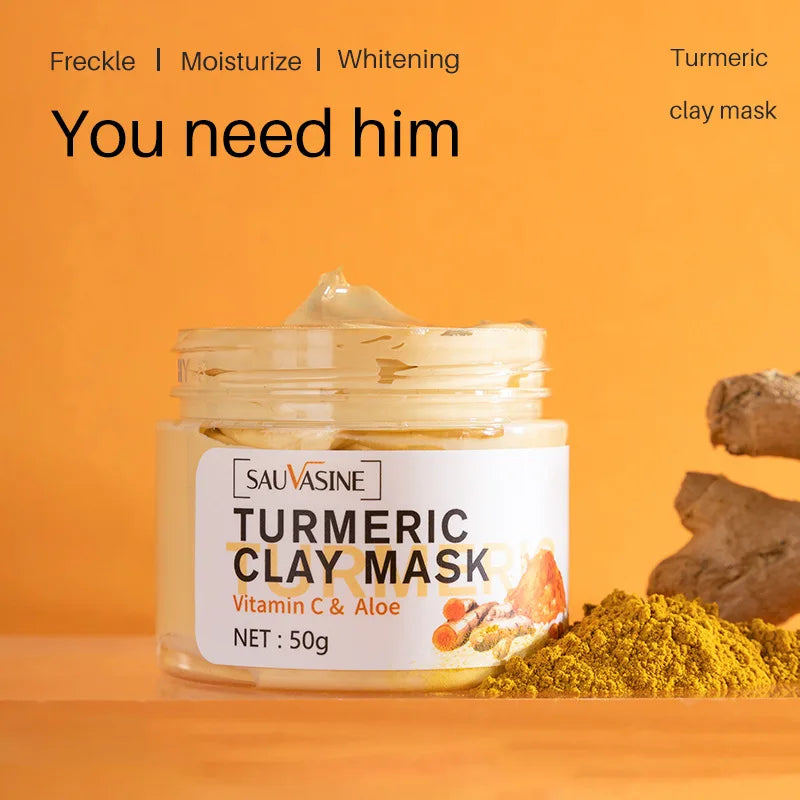 Turmeric Mud Mask Facial Purification Deep Cleansing Brightening 