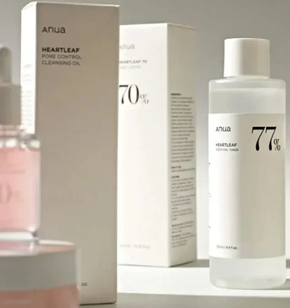 Heartleaf Anua 77% Serum Set Anti-Aging Cream Peach Essence Cleansing Oil