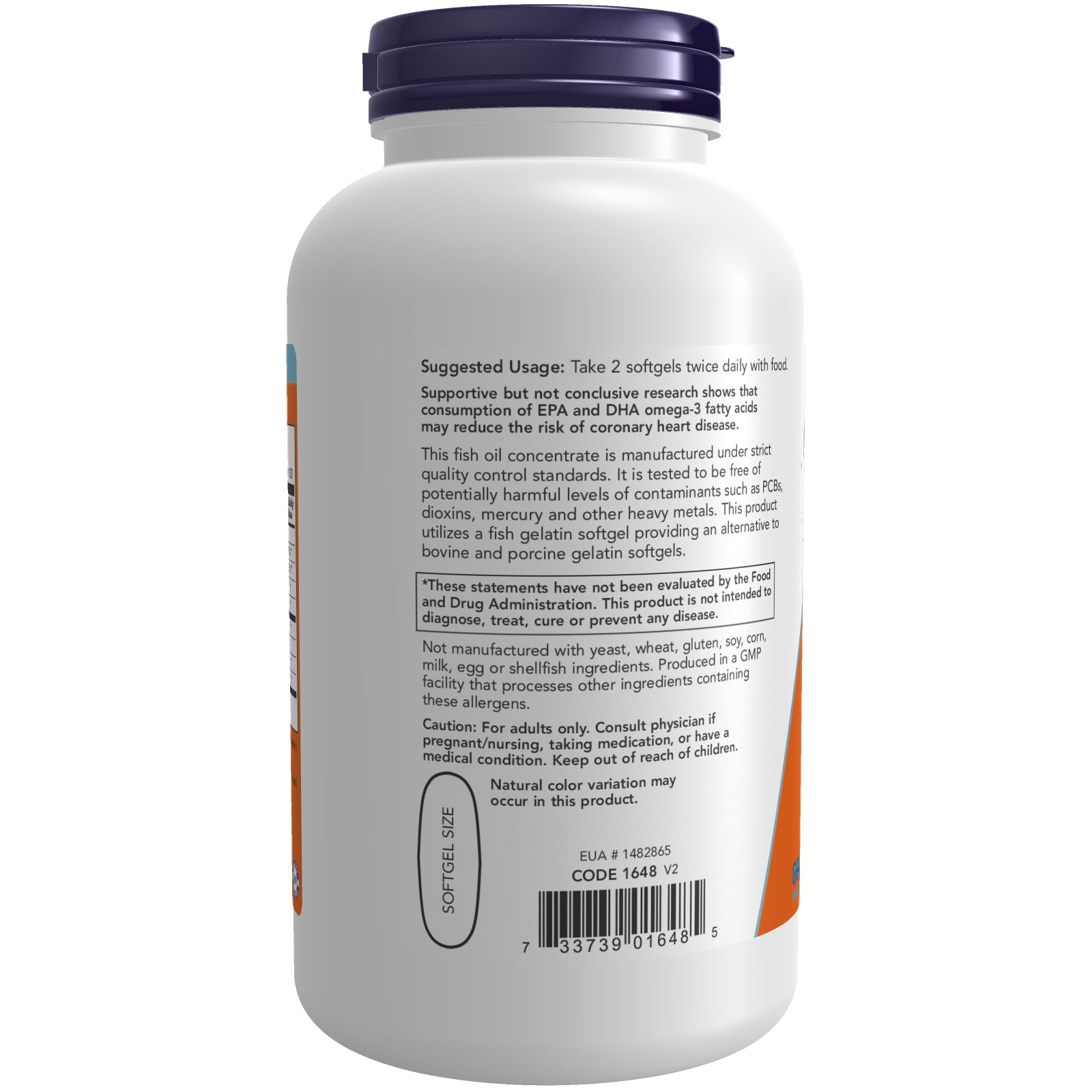 NOW Foods Omega-3, Molecularly Distilled, 200 Fish Gelatin Softgels