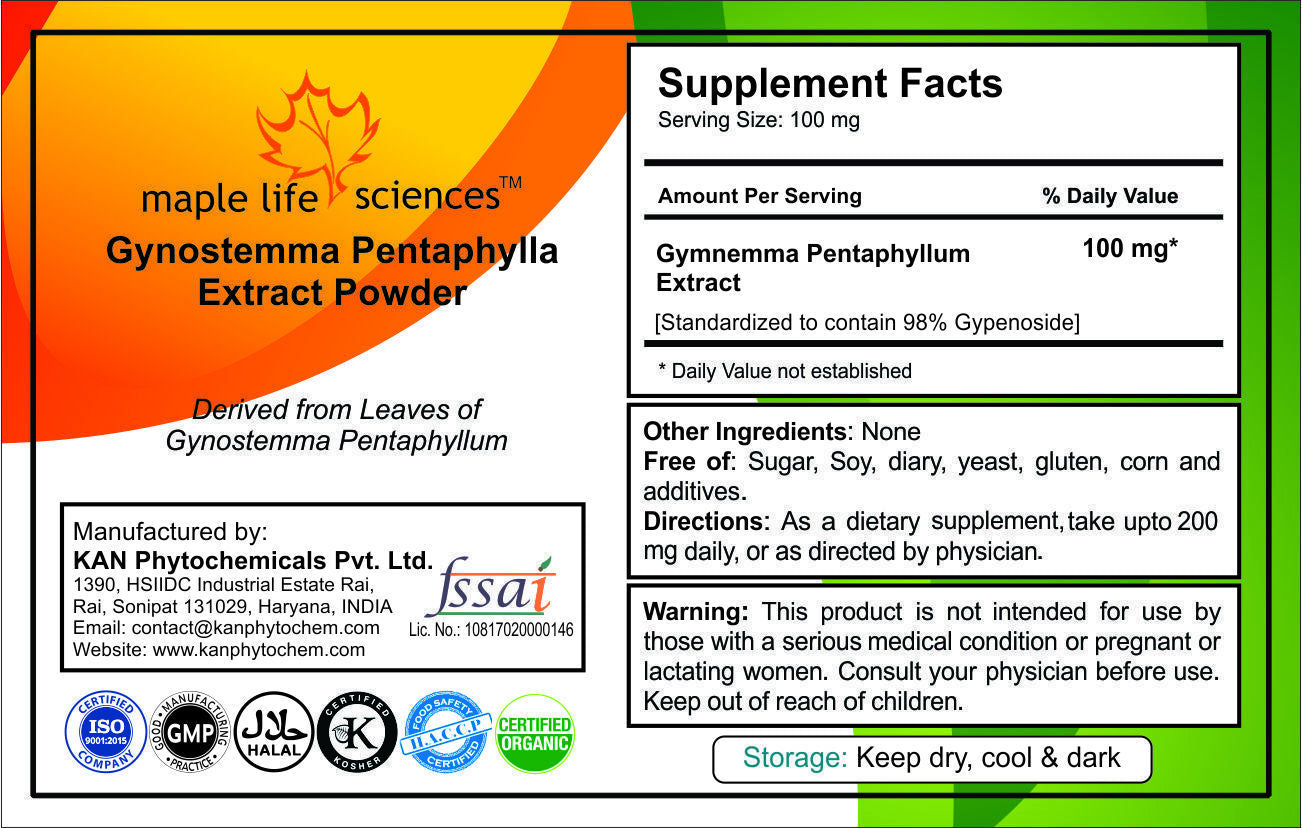 Gynostemma Pentaphylla Extract 98% Gypenoside by HPLC Pure Powder No FILLERS