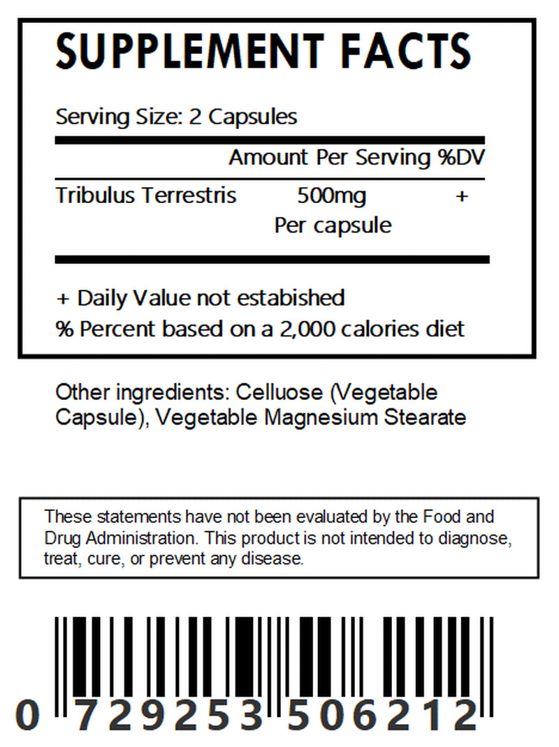 Tribulus Terrestris L Fruit Capsules - 45% Saponin - 500Mg Each(Libido)10