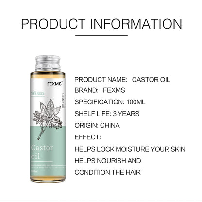 100% Pure and Castor Oil for Hair Growth, Eyelashes and Eyebrows