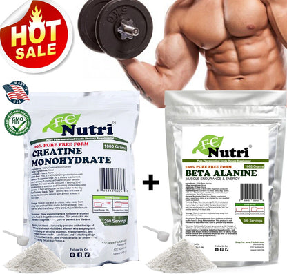 Beta Alanine 1000G + Creatine Mono1000G Pure Powder Optimum AMINO ENERGY