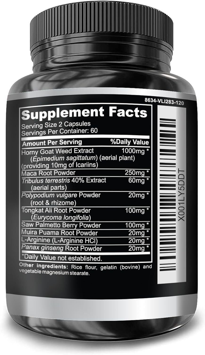 Super Strength 1590Mg Horny Goat Weed 120 Capsules with Maca Arginine & Ginseng