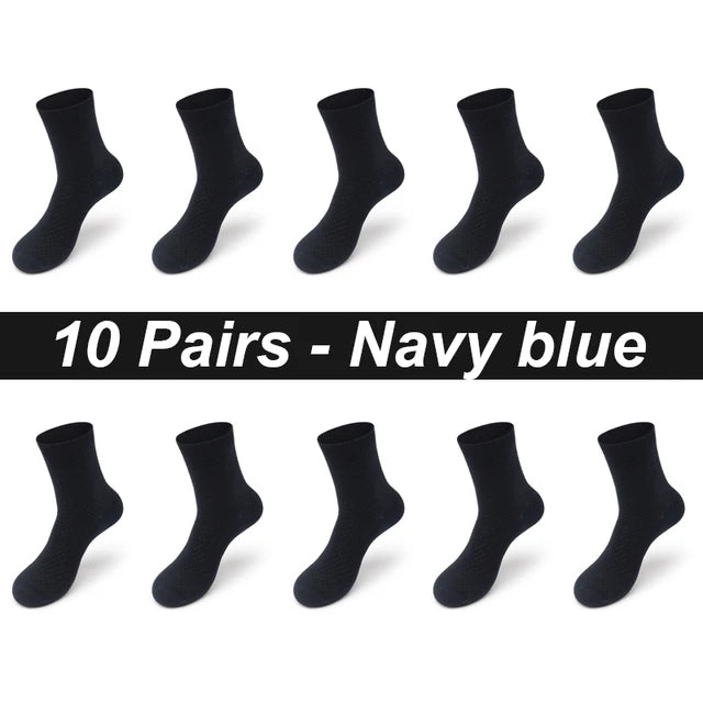 10Pairs/Lot Men'S Bamboo Fiber Socks Long Black Business Soft Breathable New High Quality Autumn for Male Socks plus Size 39-48