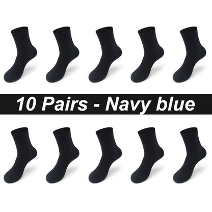 10Pairs/Lot Men'S Bamboo Fiber Socks Long Black Business Soft Breathable New High Quality Autumn for Male Socks plus Size 39-48