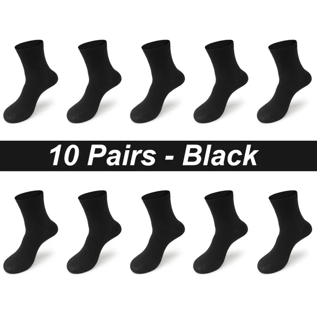 10Pairs/Lot Men'S Bamboo Fiber Socks Long Black Business Soft Breathable New High Quality Autumn for Male Socks plus Size 39-48