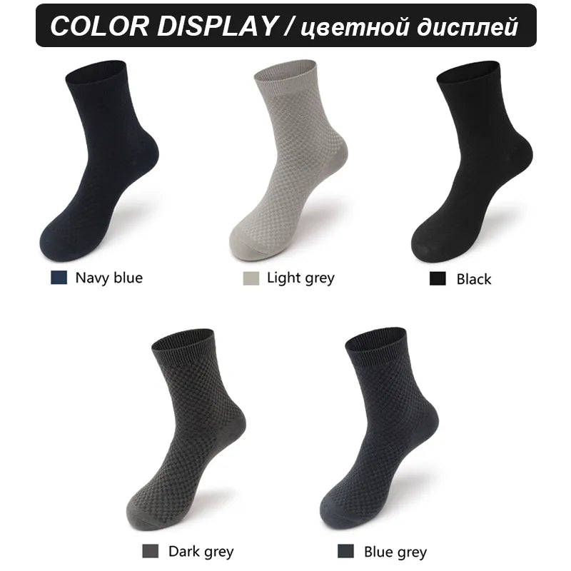 10Pairs/Lot Men'S Bamboo Fiber Socks Long Black Business Soft Breathable New High Quality Autumn for Male Socks plus Size 39-48